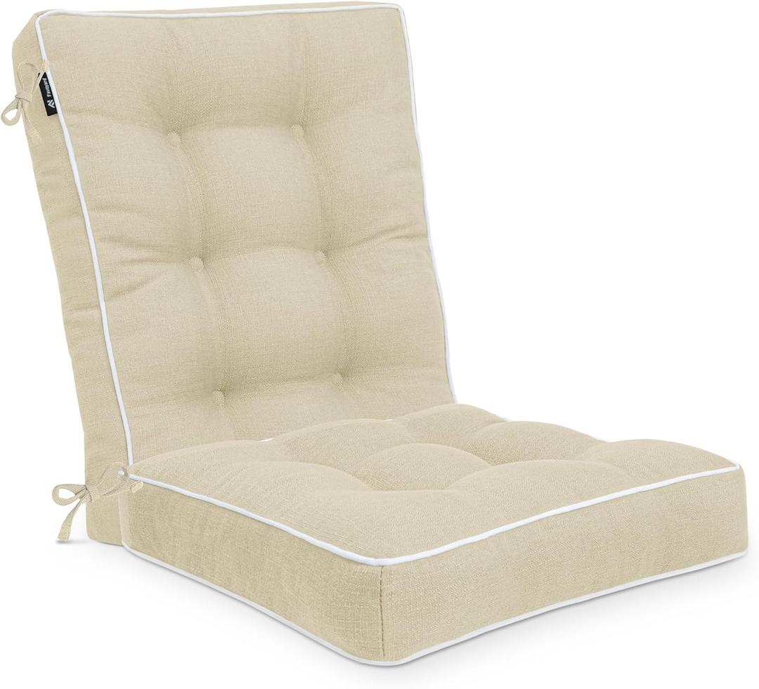 Favoyard Rocking Chair Cushion Set, Indoor & Outdoor Rocker Cushions, Water Resistant Seat Cushion Set for Patio Furniture 3-Year Color Fastness Chair Pads with Ties, Beige