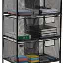 Mind Reader Multipurpose Rolling Cart with Drawers, Office Storage Organizer, Utility Cart, Metal Mesh, Black