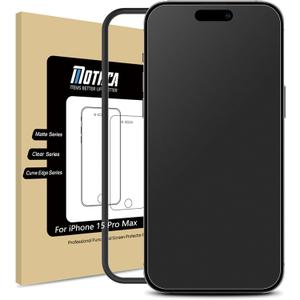 Mothca Matte Glass Screen Protector for iPhone 15 Pro Max (6.7 inch) Anti-Glare & Anti-Fingerprint Tempered Glass Clear Film, [Easy Installation Frame] Case Friendly, Bubble Free - Smooth as Silk