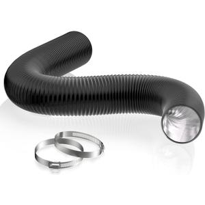 HG Power 3 Inch Air Ducting, 16 Feet Flexible Aluminum Dryer Vent Hose, Three Layer Protection Dryer Hose with 2 Clamps for HVAC Ventilation Heating Cooling Exhaust (Black)