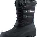 Knixmax Women's Winter Snow Boots Waterproof Mid Calf Booties Fur Lined Warm Outdoor Insulated Mucker Yard Skiing Hiking Boots Black Size 6 US / 37 EU