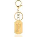 ANHBKAR A-Z Gold Stainless Steel Letter Keychain - Alphabet Initial Key Ring for Men Women, Purse or Car Charm (F Gold 03)