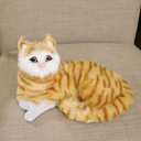 Realistic Orange Tabby Cat Figurine for Indoors Interesting Decoration Soft Hollow 8-Inch Faux Fur Design for Photography Prop or Desktop Art