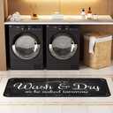 Laundry Room Long Mat Area Rug Non-Slip Floor Mat Waterproof Farmhouse Carpet for Kitchen 40" x 20"(Black-2)