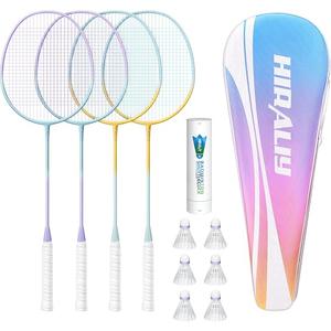 HIRALIY Badminton Set, 4 Badminton Rackets, 6 Birdies, 1 Carrying Bag