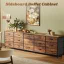 Huuger 78.7 inch Long Dresser for Bedroom, 15 Drawer Fabric Dresser for Closet, Large TV Stand for 65, 75, 85 inch TV, Wide Chest of Drawer with Storage, 78.7" W x 12.9" D x 26.7" H, Rustic Brown