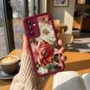 for Samsung Galaxy A54 5G Case, Creative Flower Pattern Design Girls Women Liquid Silicone Cover, Thicker Frame Shockproof and Scratch-Resistant Soft Case for Samsung A54 - Floral Crimson