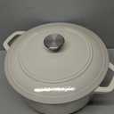 Mueller Cast Iron Dutch Oven Pot with Lid, 6 Quart Enameled, Dual Handles, Stainless Steel Knob, Stew & Induction Pot - For Braising, Roasting, Baking, Cast Iron Bread Pan with Lid, White