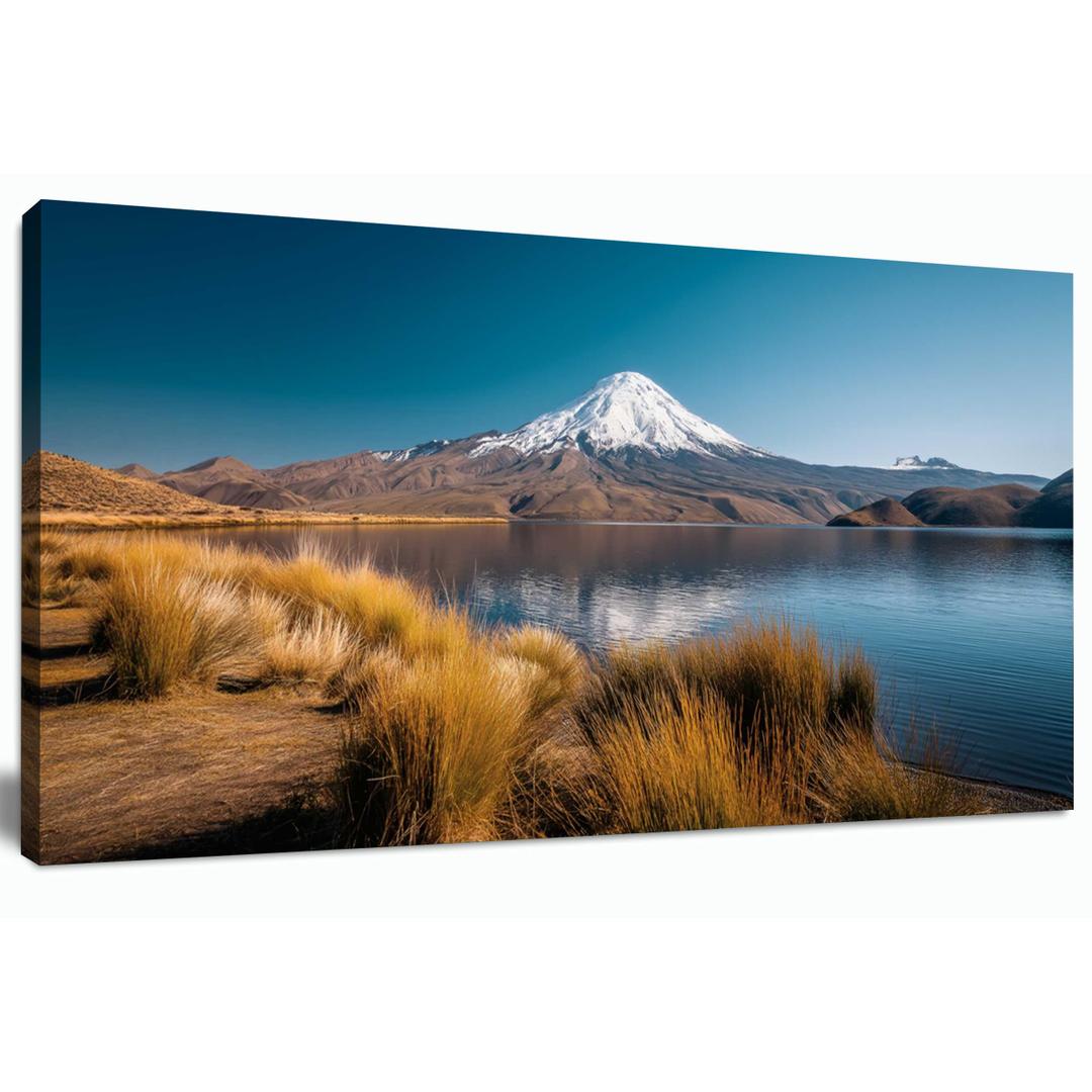 Landscape Canvas Wall Art Large Blue Lake and Mountain Artwork 20"x40"