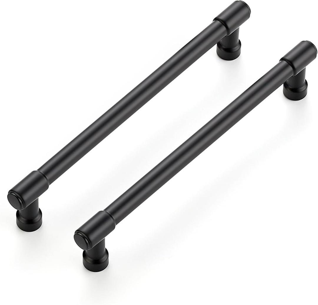 Ravinte 2 Pack 6-1/4 Inch Hole Center Solid Kitchen Cabinet Handles Matte Black Dresser Pulls Cabinet Drawer Pulls for Kitchen Cupboard Hardware