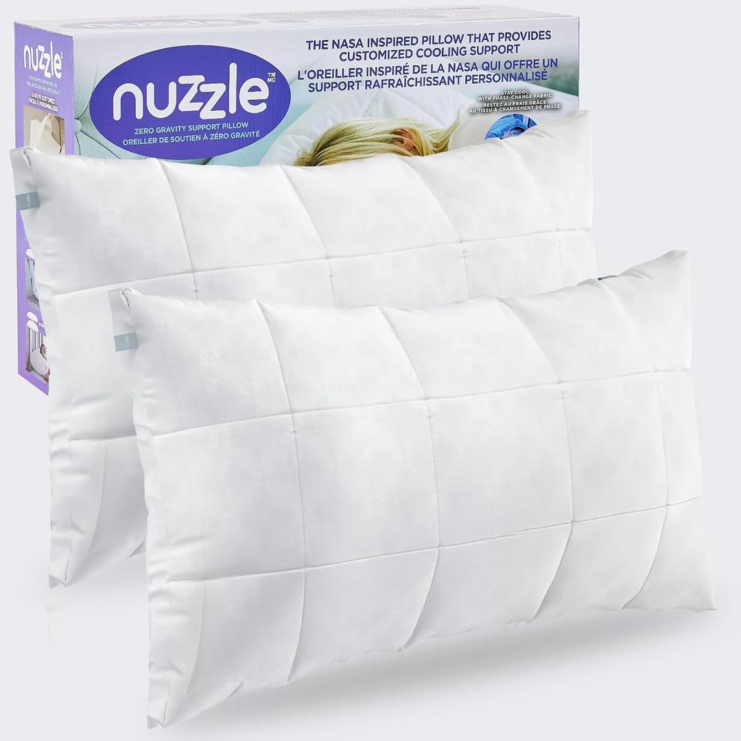 Nuzzle Pillows Queen Size Set of 2 Cooling Adjustable Pillows for Side Sleepers, Luxury Hotel Collection Bed Pillows  Best Adjust Height Soft Firm Pillows for Back, Stomach and Side Sleepers (White)