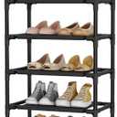 LANTEFUL 7 Tiers Shoe Rack 18-20 Pairs Boots Organizer Storage Sturdy Narrow Shoe Shelf for Entryway, Closets with Hooks, Black