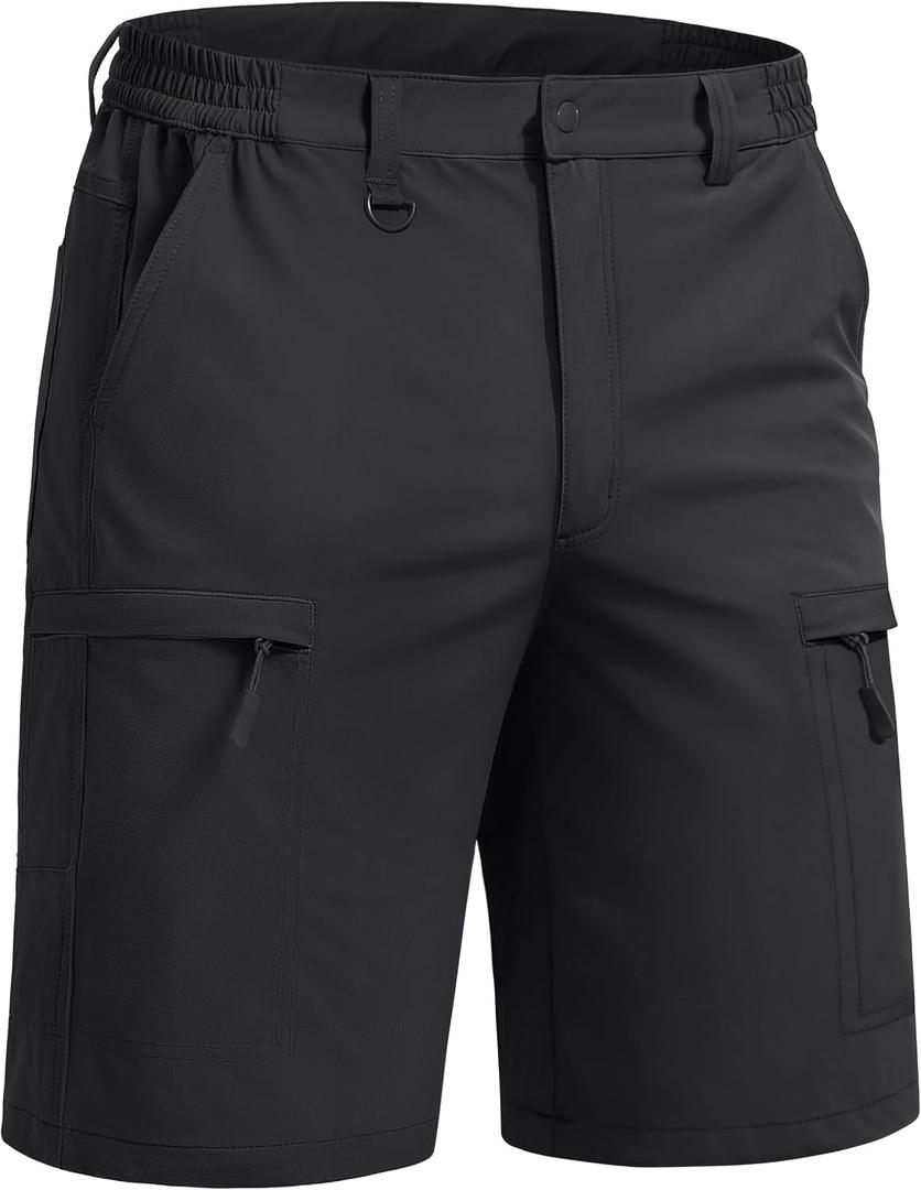 TACVASEN Men's Hiking Cargo Shorts Quick Dry Lightweight for Outdoor Golf Fishing Tactical Casual with Multi Pockets (Black) 38