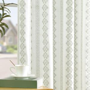 jinchan Boho Linen Blend Curtains 63 Inch Length Country Farmhouse Living Room Window Treatments Sage Green on White Print Rod Pocket Back Tab Geometric Light Filtering Drapes 2 Panels