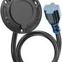 20A 125V AC Port Plug,12AWG Heavy-Duty RV Shore Power Inlet Plug with 5-in-1 T-Blade Adapter & 16'' Extension Cord, Waterproof AC Power Inlet Socket Outlet Box Integrated Outdoor Electrical Receptacle