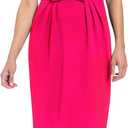London Times - Short Sleeve Round Neck Sheath Dress - Professional Work Dresses for Wedding Guests - 10 Pink