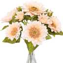 Fake Sunflowers Artificial Flowers Bulk - 18In Fall Sunflowers Large Artificial Sunflowers with Stems Realistic for Indoor Outdoors Home Decor（White, 4Pcs）