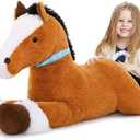 MaoGoLan Large Horse Stuffed Animal for Boy, Big Horse Plush Toy for Girl Boy, Ridable Stuffy Pony for Kid, Stuffed Pony Plush Pillow for Easter Birthday Gifts Baby Shower Party Favor, 47 inches, Tan (Brown)