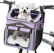 BARKBAY Dog Bike Basket Carrier, Expandable Foldable Soft-Sided Dog Carrier, 2 Open Doors, 5 Reflective Tapes, Pet Travel Bag,Dog Backpack Carrier Safe and Easy for Small Medium Cats and Dogs(Purple)