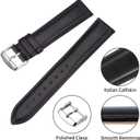 TStrap Leather Watch Band Men - Black Quick Release Watch Strap for Women Replacement - Soft Smart Watch Bracelet with Clasp Buckle for ladies - 14mm 16mm 18mm 19mm 20mm 21mm 22mm 23mm 24mm
