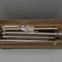 Tension Curtain Rod, Extra Long Outdoor Curtain Rod 43-131 Inch Adjustable, 1.1 Inch Diameter Thick Heavy Duty Silver Spring Curtain Rod, Stainless Steel Shower Rod for Bathroom No Drilling, No Rust