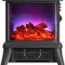 18 inch Panoramic Window with 1500W/1650W Electric Wood Fireplace Flame Effect, 4-in-1 Independent Indoor Space Heater. Full arc 3D Panoramic Flame Effect with 3S Fast Heating