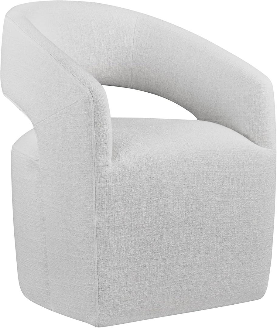 Upholstered Dining Chairs with Casters No Assembly Modern Barrel Armchair with Rollers for Diningroom Bedroom Livingroom Reading Room,White Upholstered Dining Chairs with Casters No Assembly Modern Barrel Armchair with Rollers for Diningroom Bedroom Livingroom Reading Room,White