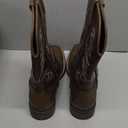 Cowboy Boots for Men Classic Embroidered Western Boots Slip Resistant Square Toe Chunky Heel Ankle Boots Durable and Fashionable Retro Short Boots (7.5, Brown)