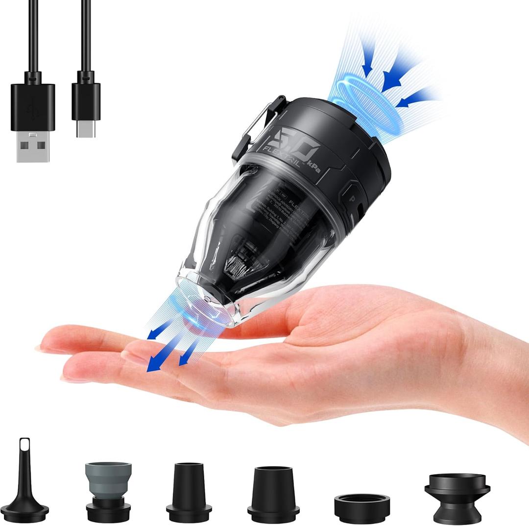 FLEXTAILGEAR Max Pump 3 Air Pump for Inflatables, 5Kpa Portable Air Pump, 500L/min Air Mattress Pump with Camping Light, Electric Pump for Inflatable Pillows Swim Rings Air Mattresses Air Bed Boats (Black)