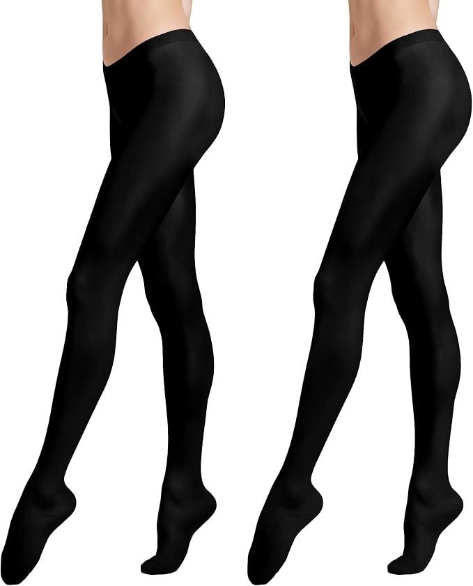 Carnavalife 2 Pairs Opaque Tights for Women in Solid Color, Leggings Pants Elastic Microfibre, Support Pantyhose for Autumn and Winter, ( One Size )