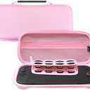 Anleo Carrying Case for Nintendo Switch 2 (2025), Switch 2 Large Capacity Protective Hard Case Portable Travel Bag with 16 Game Card Slots and Storage for Console & Accessories（Thick） (Pink)