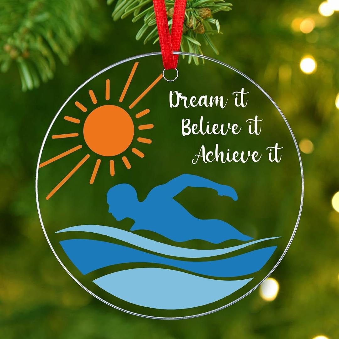 2 x Swimming Ornament Gifts 2025 - Christmas Ornaments Gifts for Swimmers, Boys, Girls - Funny Swimming Gift for Christmas Tree Ornaments - Swim Decoration Gift