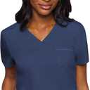 Med Couture Women's V-Neck Scrub Top, Modern Fit Tuck-in Top with Stretchy Rib-Knit Shoulders and Chest Pocket - MC7448