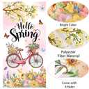 Spring Door Cover Decorative Welcome Spring Door Banner Decorative with Colorful Floral Butterfly and Pink Bicycle for FrontdDoor Decorations Spring Hanging Decor Supplies Outdoor Classroom (Green)