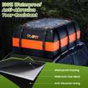 APTY 21 Cubic Feet Car Rooftop Cargo Bag Carrier, Soft Roof Top Luggage Bag for All Vechicles with/Without Racks - with Waterproof Zip, Luggage Lock, Anti-Slip Mat, Storage Bag, Door Hooks