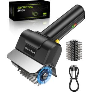 Electric Grill Brush, Rechargeable Electric Grill Cleaner 1500 RPM, 100-Min Runtime, Includes Replacement Brush, Safe for All Grills, BBQ Gift for Men