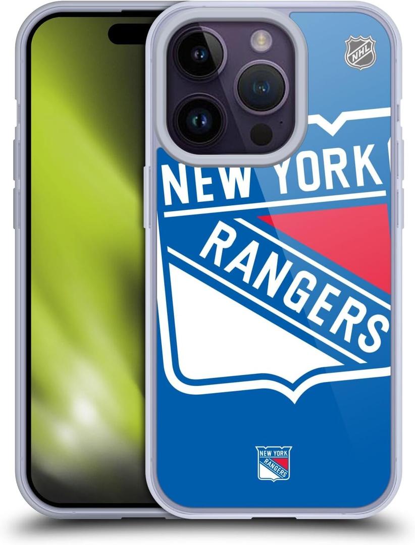 Head Case Designs Officially Licensed NHL Oversized New York Rangers Soft Gel Case Compatible with Apple iPhone 14 Pro