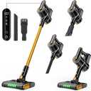 Cordless Vacuum Cleaner, 600W 50000PA Stick Vacuum Cleaners and Mop In One,4000mAh Battery with 60 Min Runtime, LED Screen and Green Headlights, Handheld Vacuum for Pet Hair Floors Carpet Sofa (Golden)