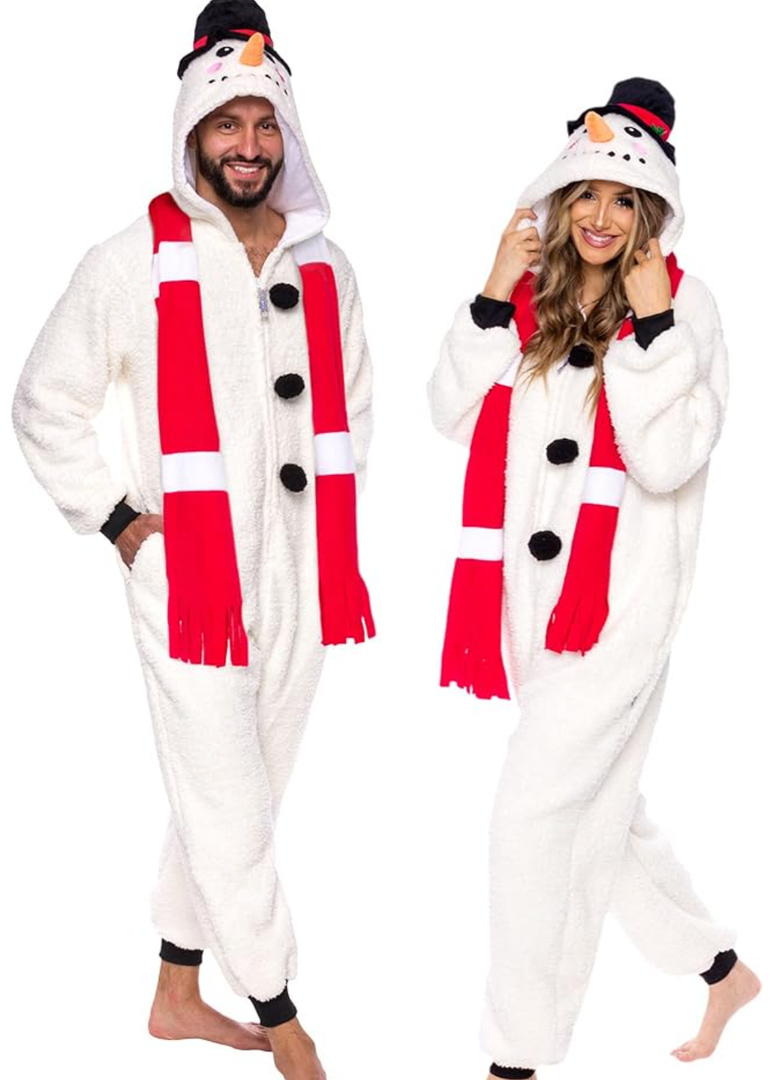 Funziez! Slim Fit Sherpa Adult Onesie - Animal Halloween Costume - Plush One Piece Cosplay Suit for Women and Men, Size L