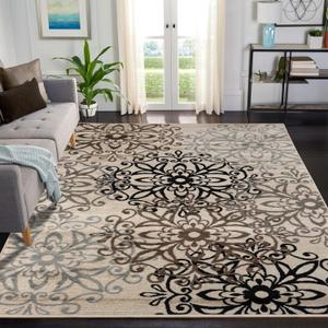 Superior Indoor Area Rug, Jute Backing, Plush Rugs for Entry, Office, Living, Dining, Kitchen, Hardwood Floors, Vintage Aesthetic, Boho Home Decor, Leigh Collection, 4' x 6', Multicolor