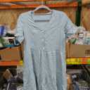 Tymidy Girls Casual Dress Summer Button V Neck Short Sleeve Ruffle Hem Flowy Swing Mini Dresses, Size 120