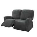 NORTHERN BROTHERS Recliner Chair Covers, Stretchy Recliner Couch Covers, Lazy Boy Velvet Chair Covers, Sofa Cover (Dark Grey, loveseat)