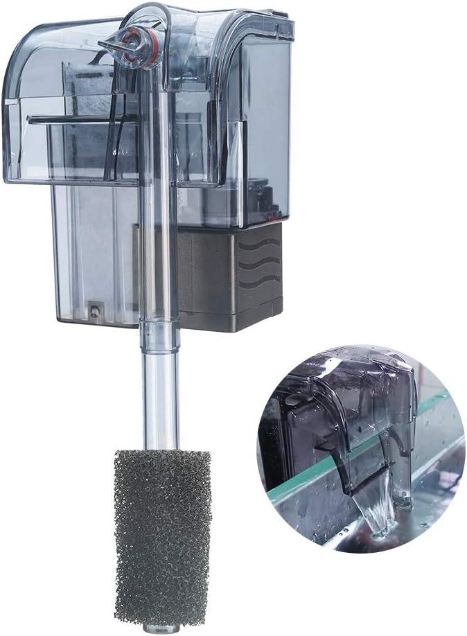 Boxtech Aquarium Hang On Filter - Power Waterfall Suspension Oxygen Pump - Submersible Hanging Activated Carbon Biochemical Wall Mounted Fish Tank Filtration Water (5-10 Gal) 