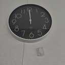 Atomic Wall Clock Silent Battery Operated Round Modern 12 Inch Wall Clock Non Ticking Easy to Read Gray Decor Analog Clock for Bedroom, Living Room, Kitchen, Office, School, Classroom,Home