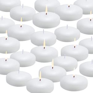flamecan 12 Pack Floating Candles, 3 White Unscented Dripless Wax Burning Candles, for Cylinder Vases, Weddings, Party and Holiday