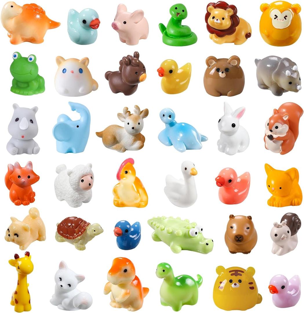 DIYDEC 40pcs Mini Resin Animal 40 Styles Tiny Resin Animals Miniature Little Small Animal Figures Bulk for Micro Fairy Garden Landscape Accessories Dollhouse Hide Crafts Decor Aquarium Toys