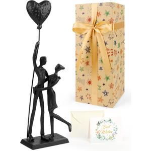 Wedding Gifts for Couples 2026, Romantic Couple Iron Sculpture 12in Handcrafted Passionate Love Metal Statue Decoration, Valentines Gifts for Her Wife Him, Anniversary for Women Men (Classic Black)