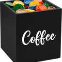 Black Coffee Pod Holders for Counter - Wooden K Cup Holders for Countertop - Coffee Bar Accessories and Organizer - Square Storage Basket for Kitchen Countertop