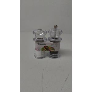 Trudeau 5.5" TRADITION SHAKER 2 in 1 Salt and Pepper Mill, Clear