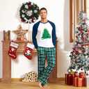 IFFEI Matching Family Pajamas Sets Christmas PJ's Letter Print Top and Plaid Bottom Sleepwear Jammies with Pockets (XX-Large, Men, Green Tree)